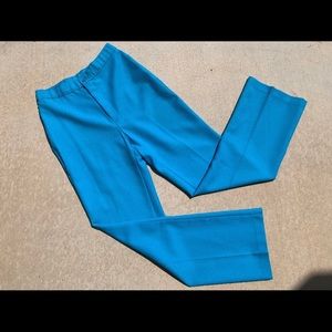 Vintage 80s Teal High Waisted Polyester Wide Leg Pants